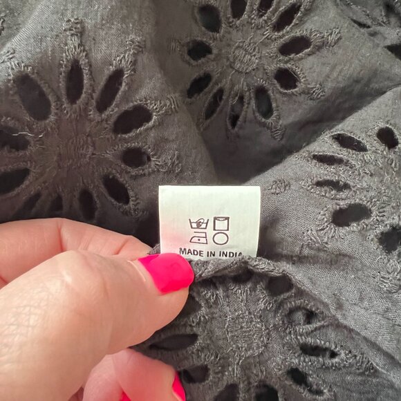 NEW Anthropologie Blank London Black Eyelet Cotton Top Large - Picture 10 of 11